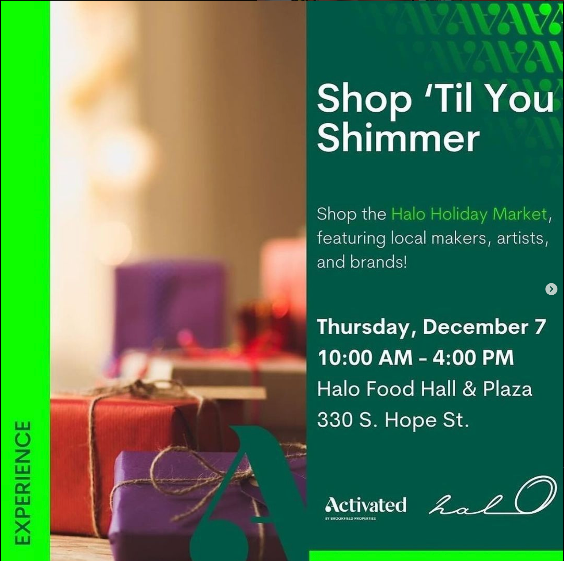 Shop Til You Shimmer Halo DTLA Holiday Market