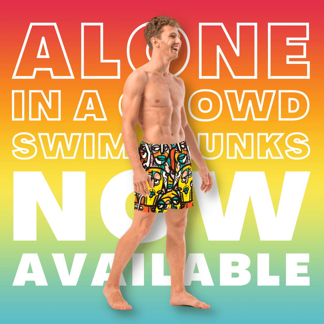 Alone in A Crowd | Men's Swim Trunks - MichaelVargas.Art