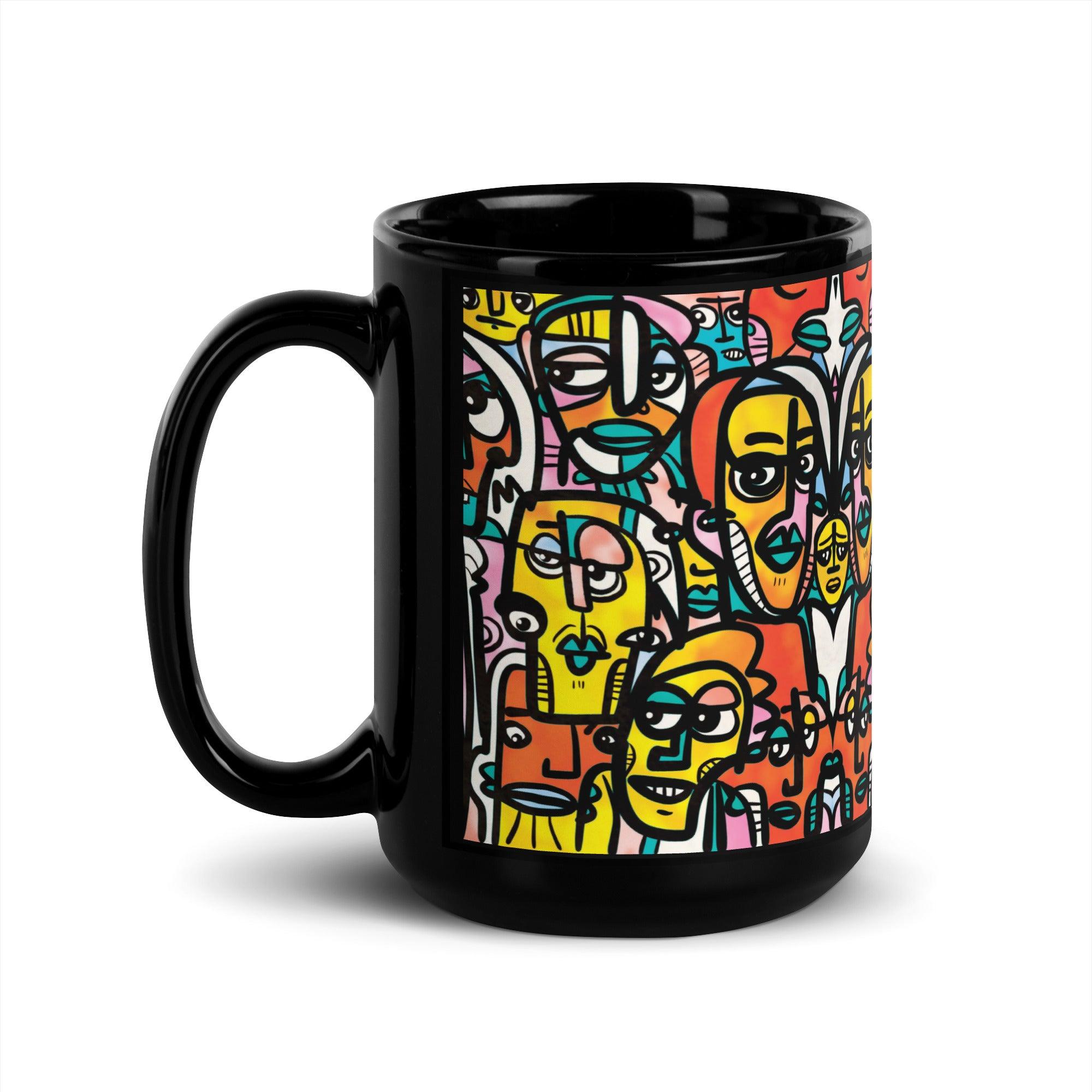 Alone In A Crowd | Black Glossy 15oz Mug - MichaelVargas.Art