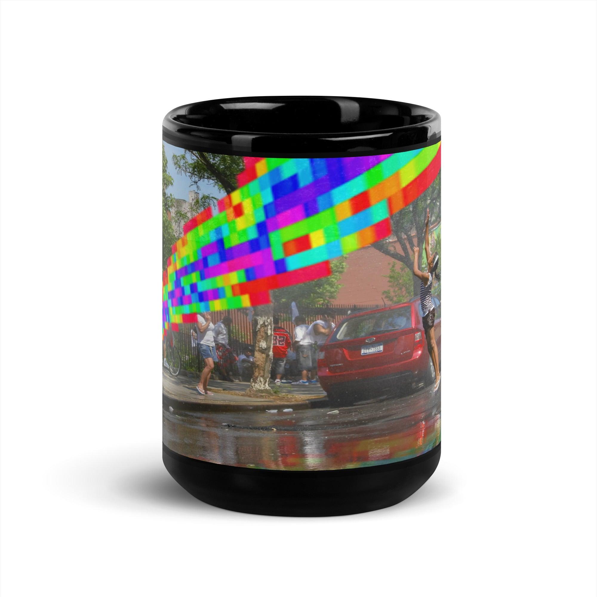 Somewhere Under The Rainbow | Black Glossy 15oz Mug - MichaelVargas.Art