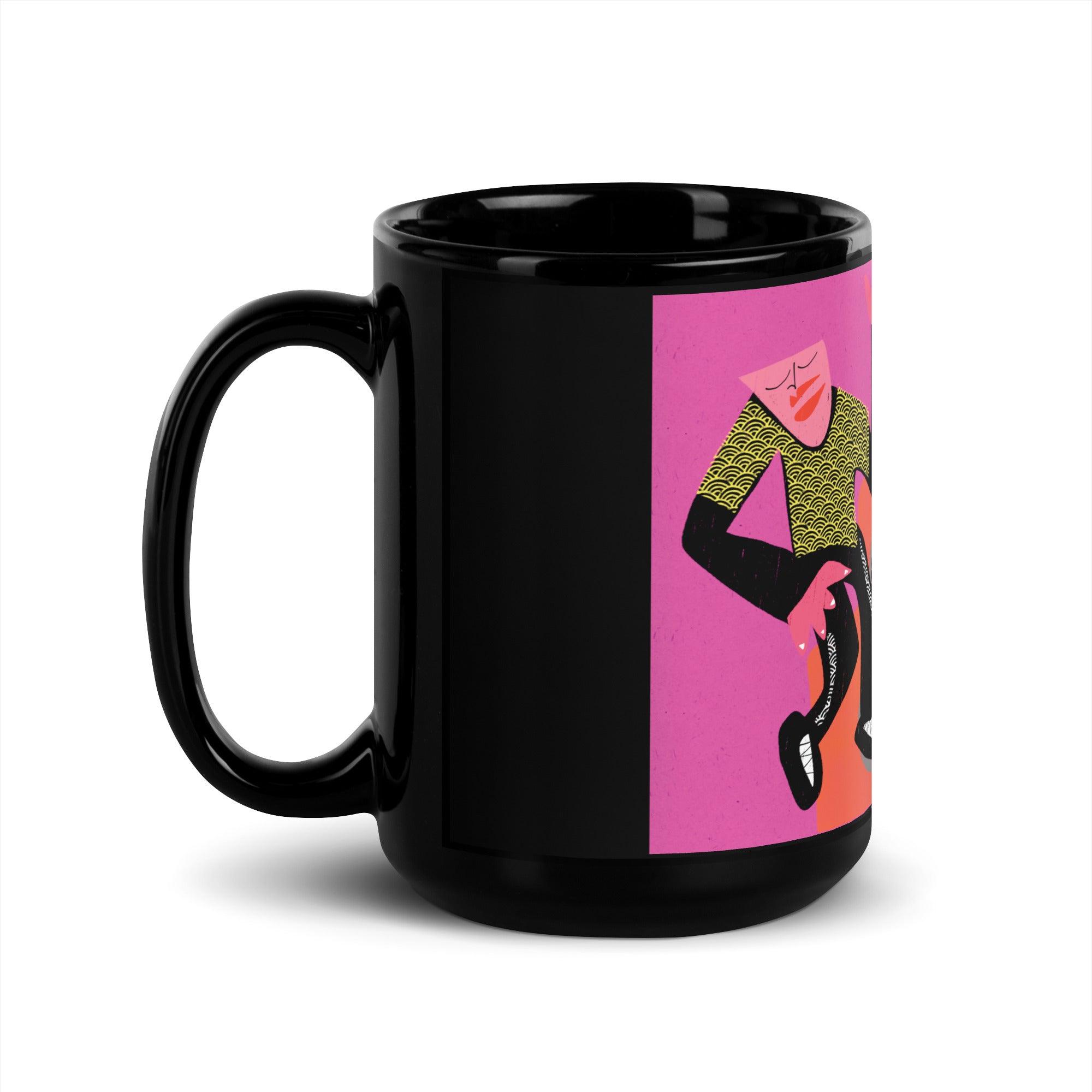 VooDoo Grey | Black Glossy 15oz Mug - MichaelVargas.Art
