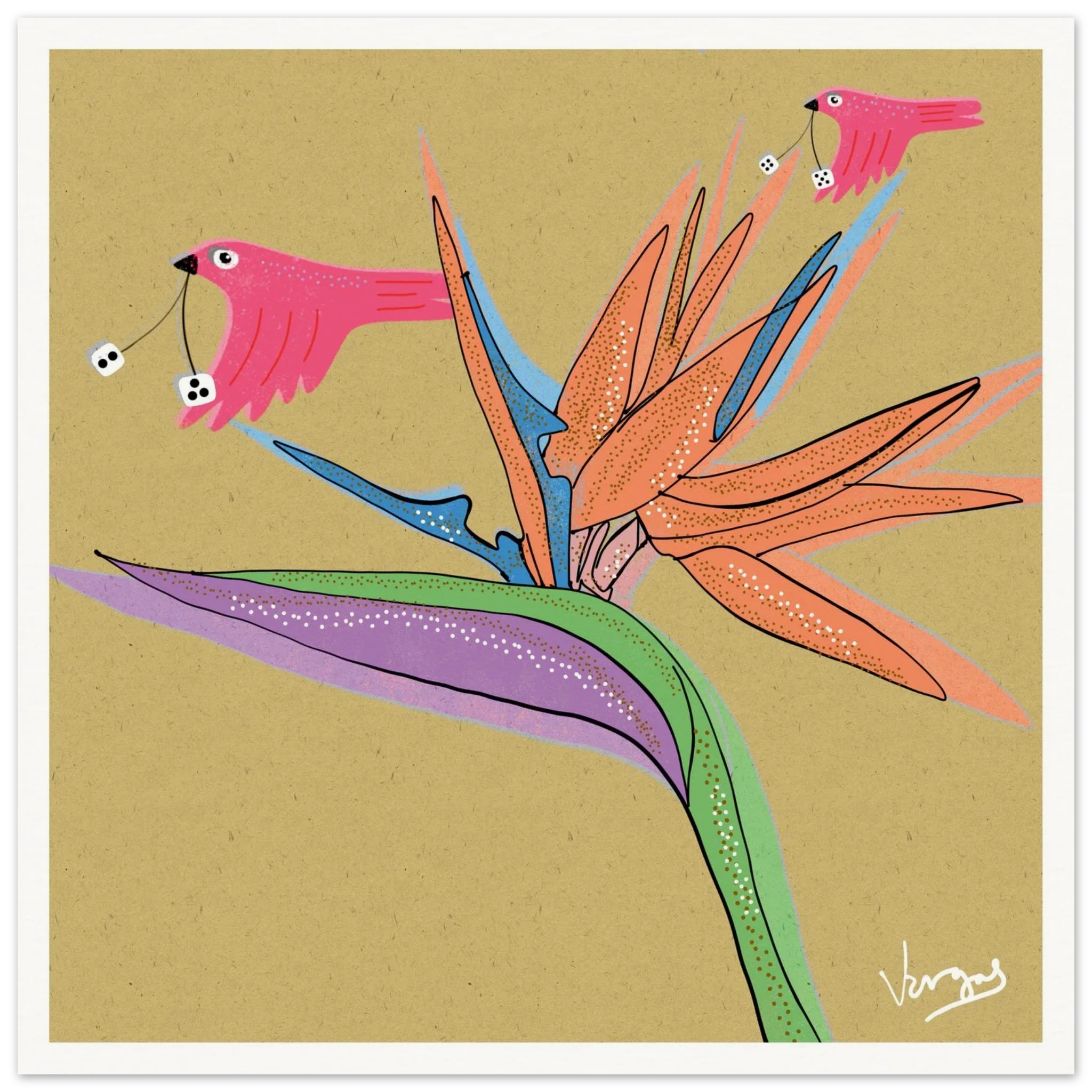Birds & Pair A Dice art print by Michael Vargas