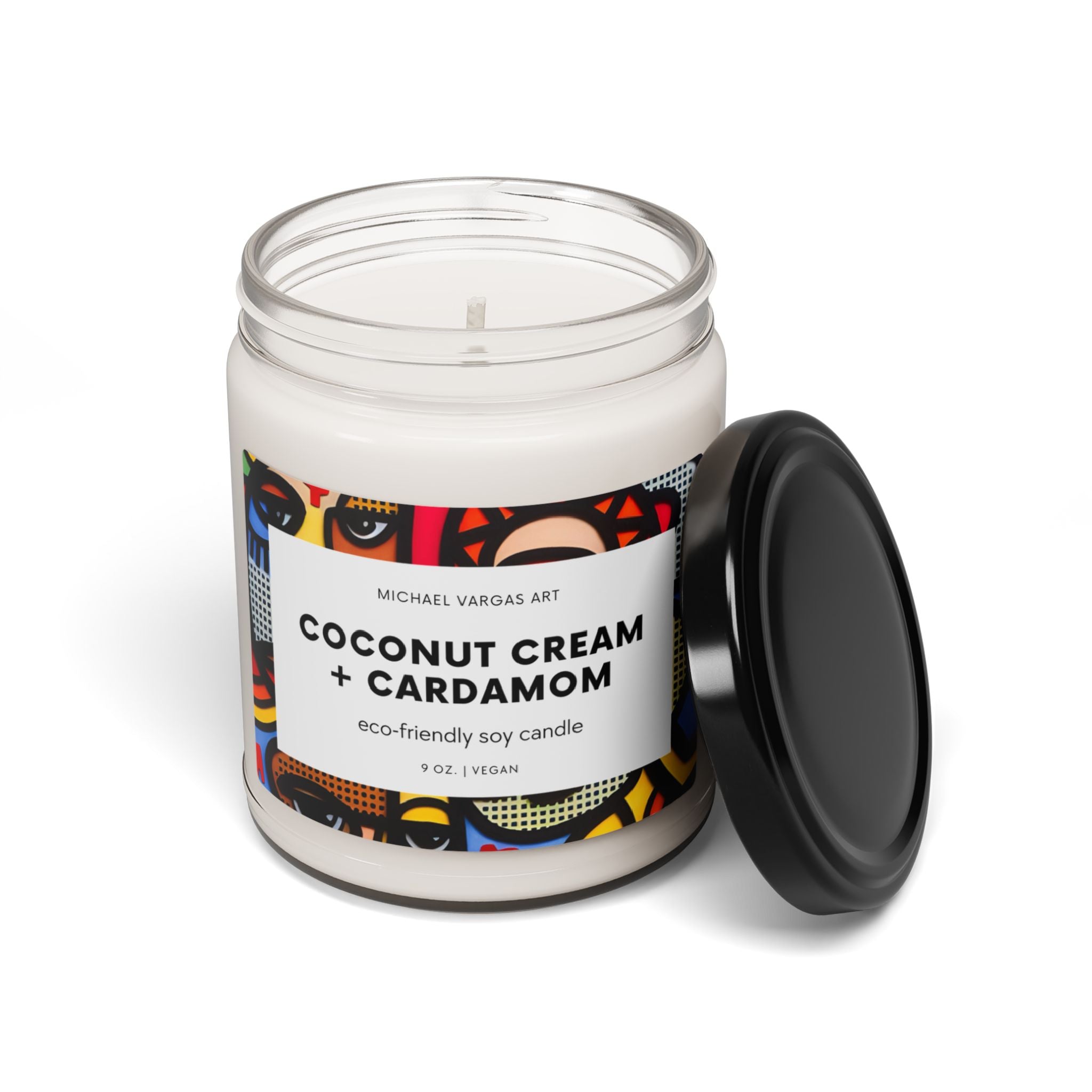 Michael Vargas Art | Coconut Cream + Cardamom Eco-Friendly Soy Candles | 9oz | Vegan - MichaelVargas.Art