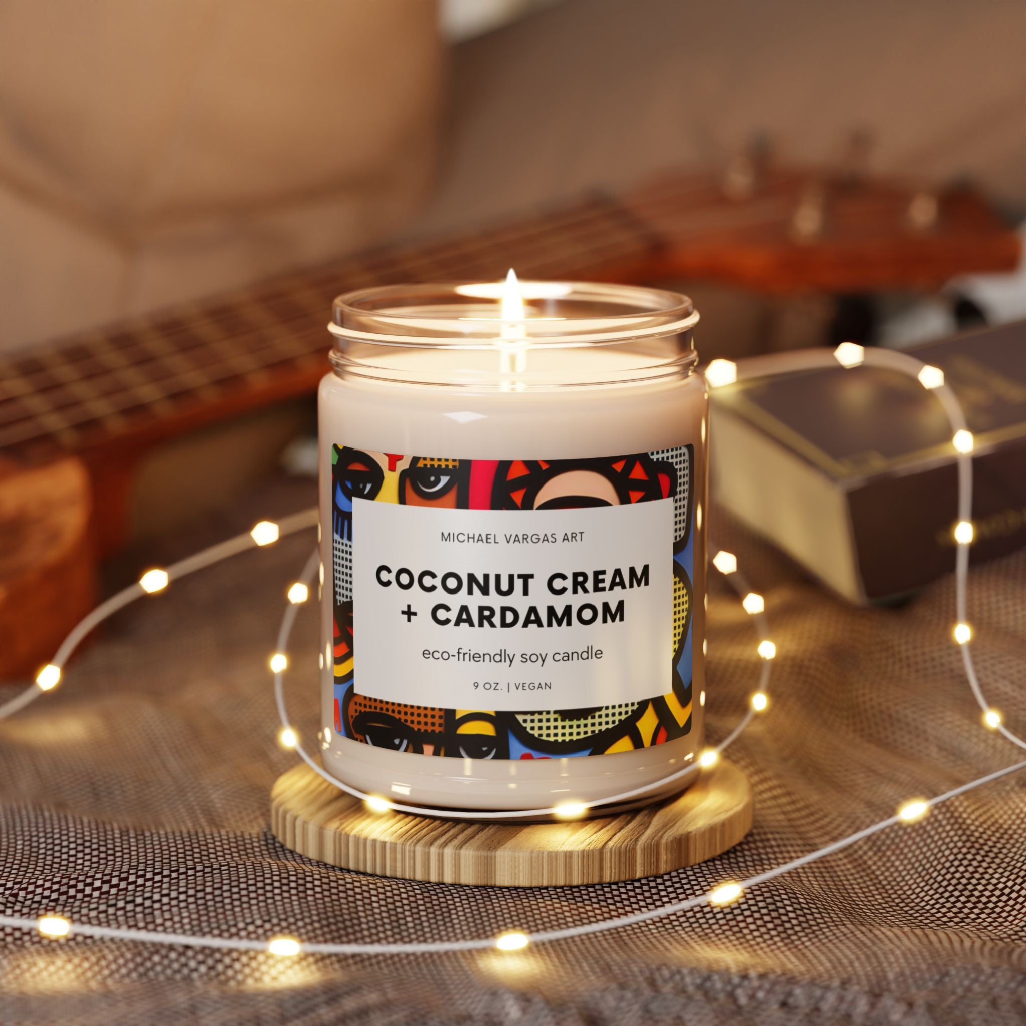 Michael Vargas Art | Coconut Cream + Cardamom Eco-Friendly Soy Candles | 9oz | Vegan - MichaelVargas.Art