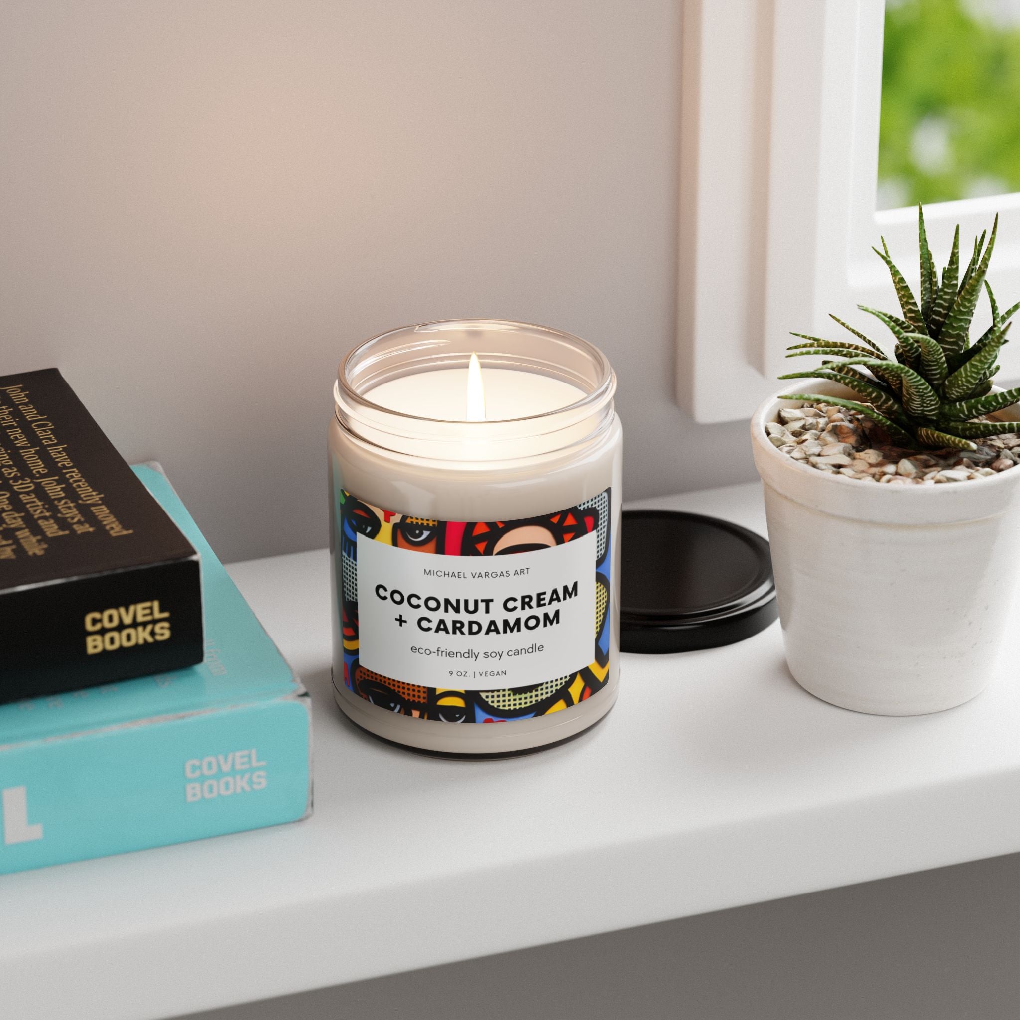 Michael Vargas Art | Coconut Cream + Cardamom Eco-Friendly Soy Candles | 9oz | Vegan - MichaelVargas.Art