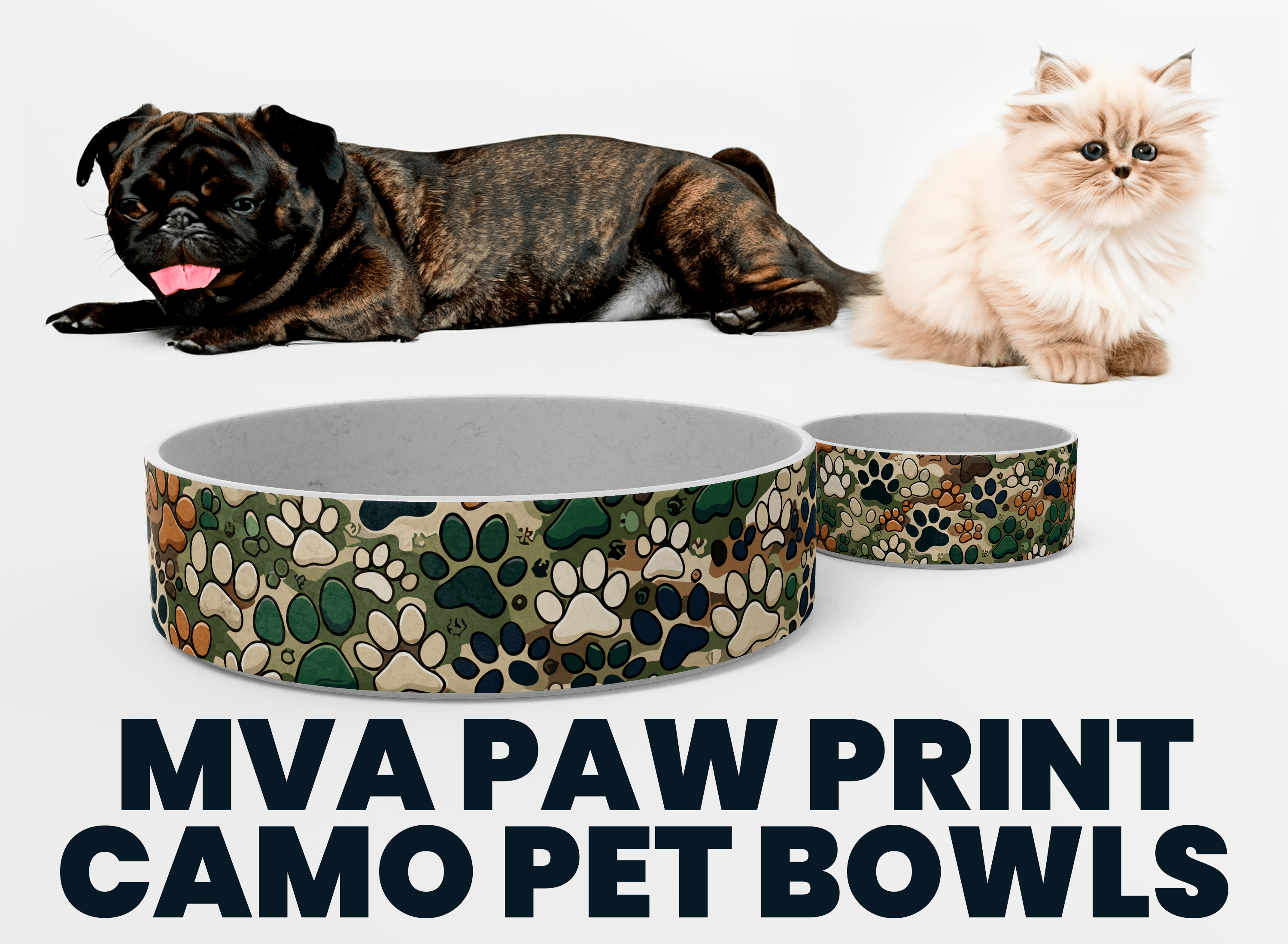 MVA Paw Print | Camo Pet Bowls - MichaelVargas.Art