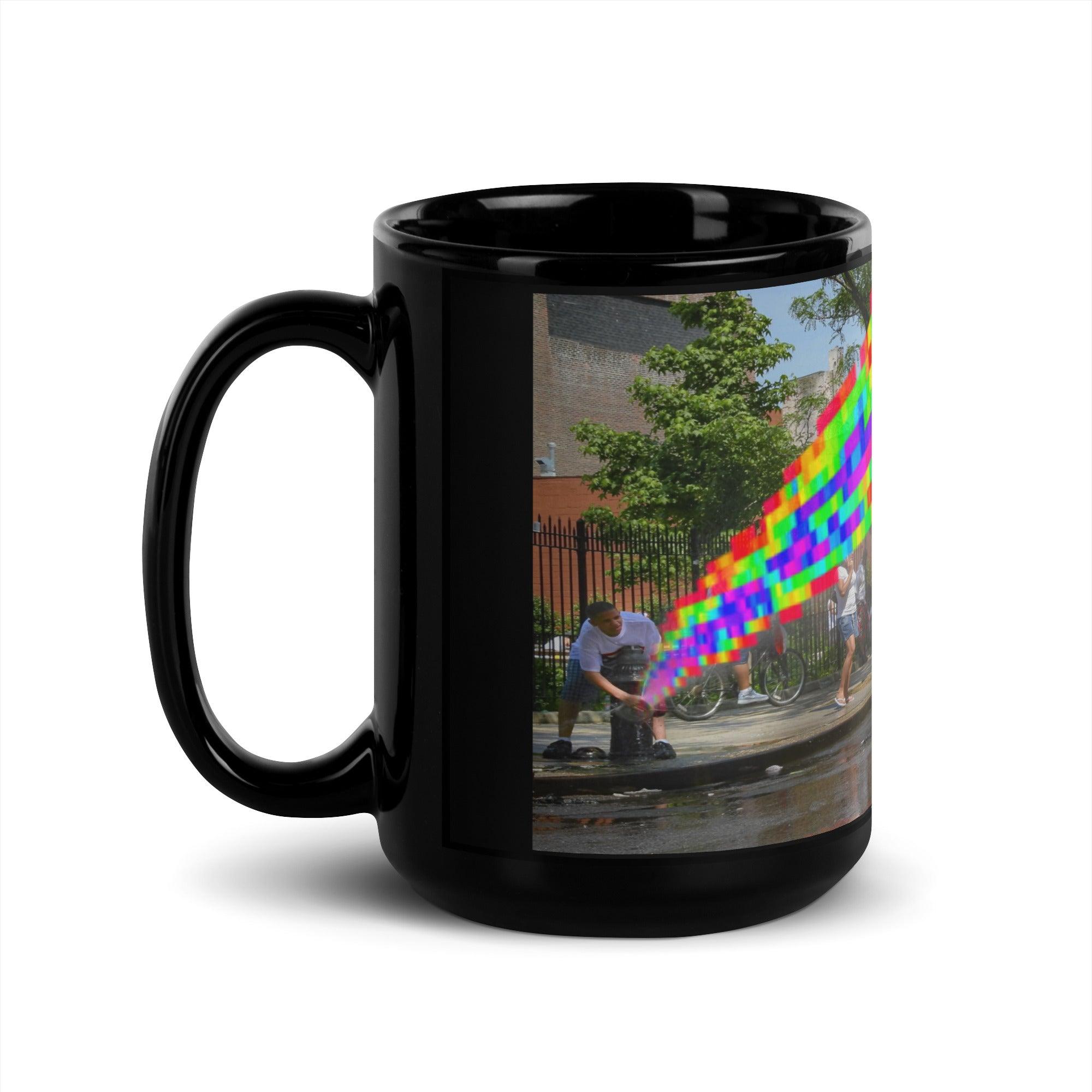 Somewhere Under The Rainbow | Black Glossy 15oz Mug - MichaelVargas.Art
