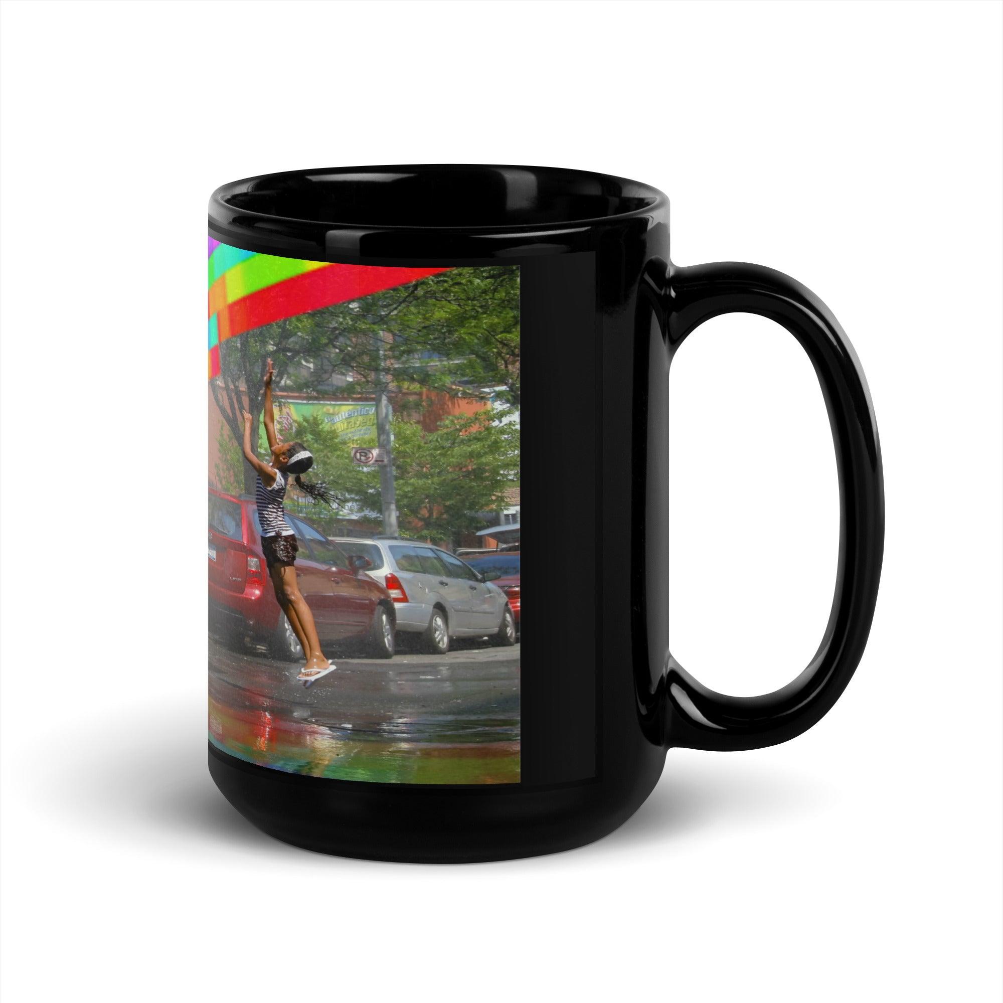 Somewhere Under The Rainbow | Black Glossy 15oz Mug - MichaelVargas.Art