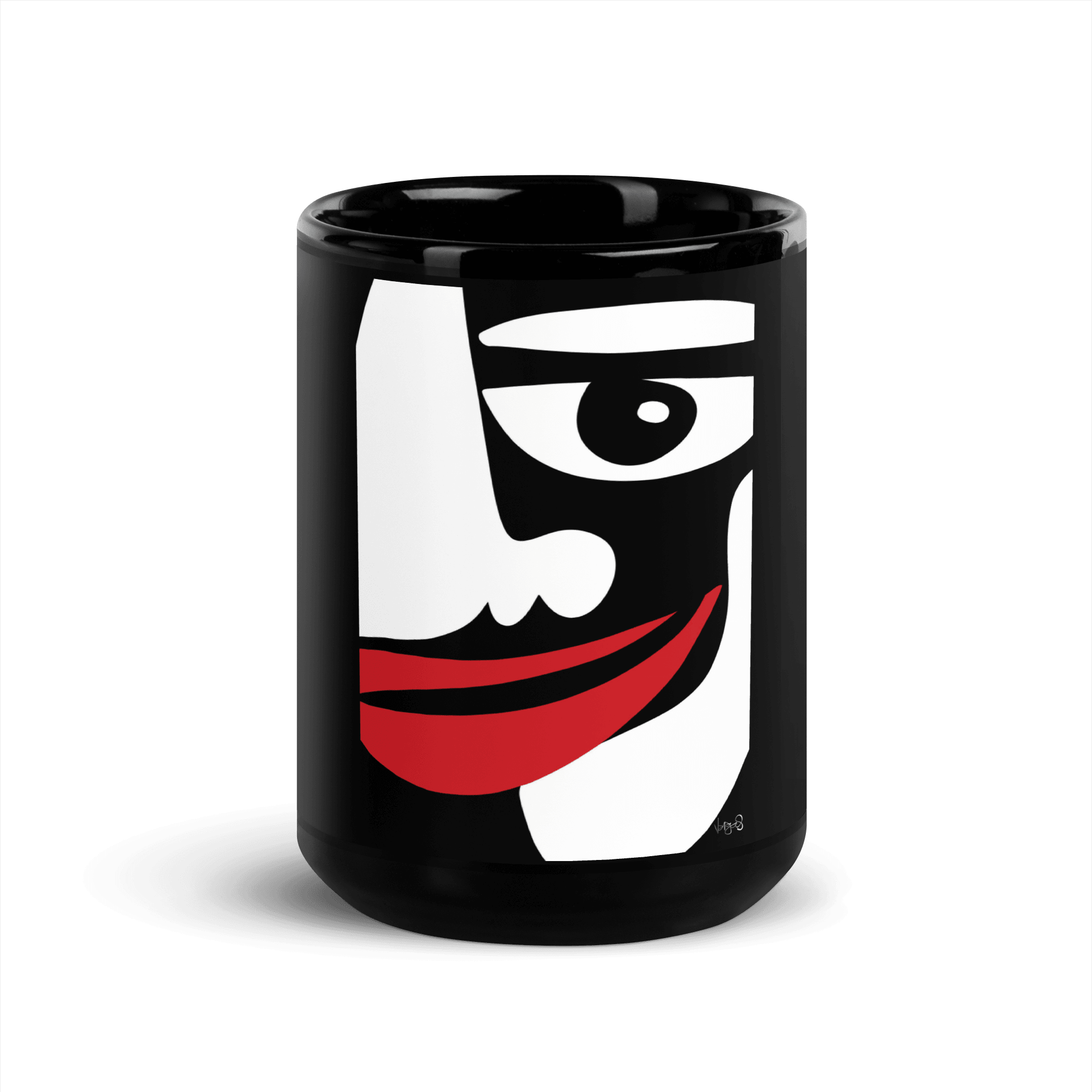 Totem BWR Face | Black Glossy 15oz Mug - MichaelVargas.Art